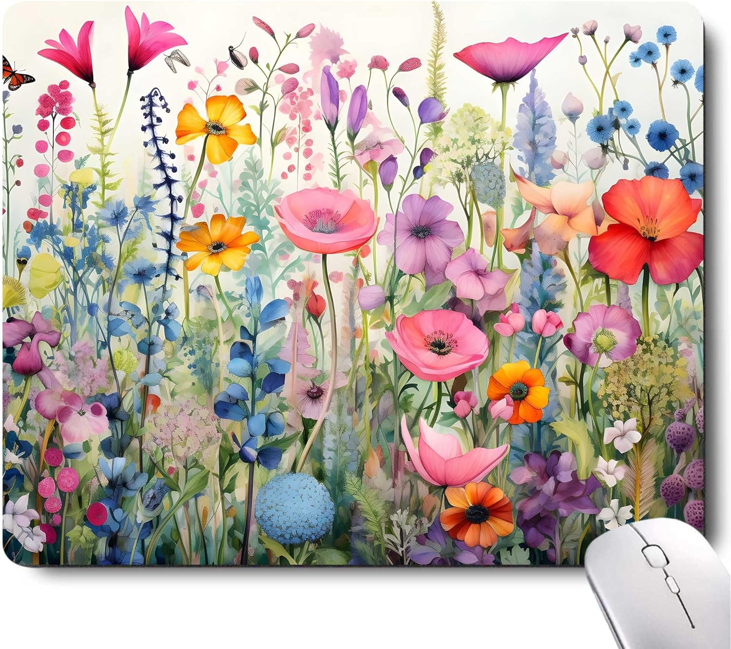 Pink Floral Rose Mouse Pad for Women | Non-Slip Desk Mat