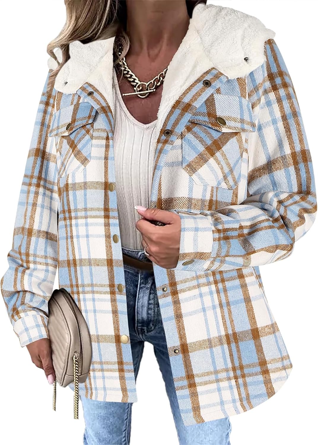 Stylish Womens Plaid Shacket Jacket for Fall and Winter Wear
