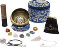 Tibetan Singing Bowl Set with Chakra Stones for Meditation
