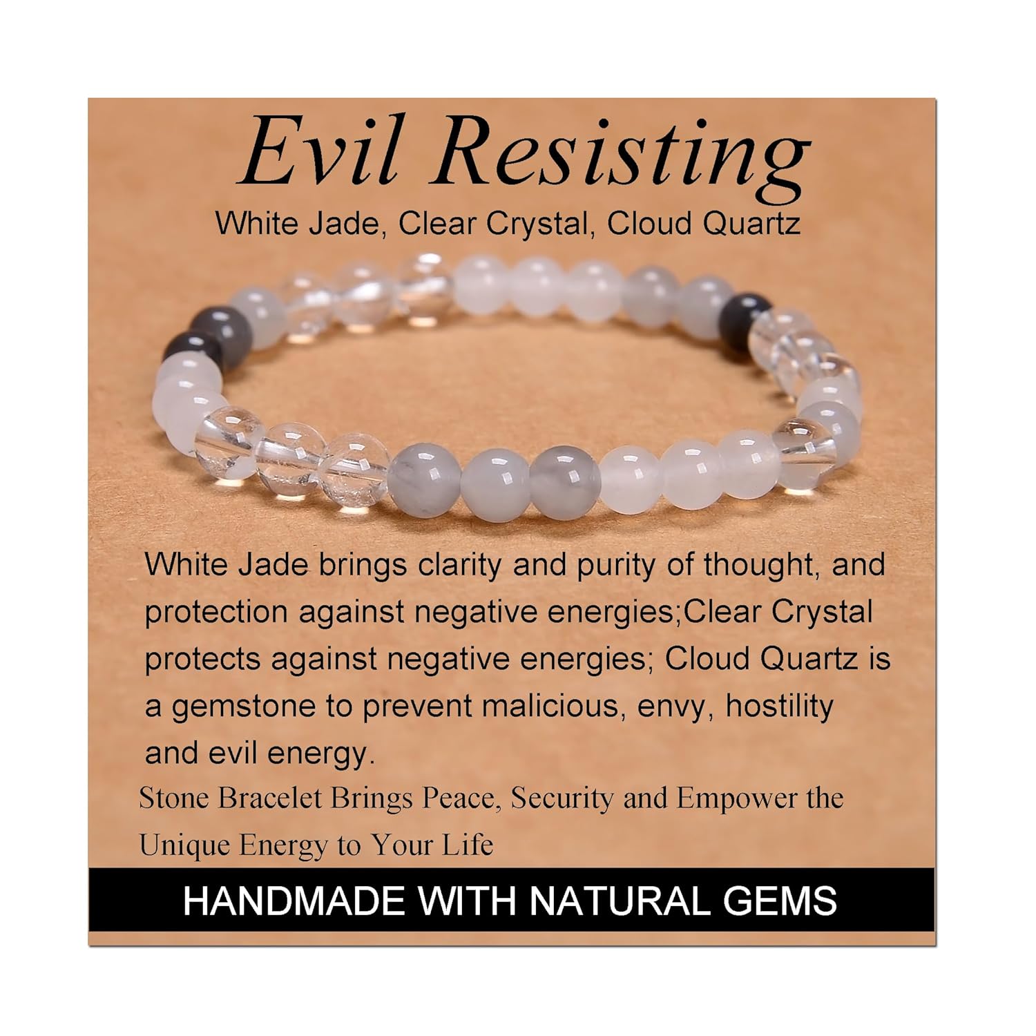 Evil-Resisting Cloud Quartz Bracelet - Massive Beads!
