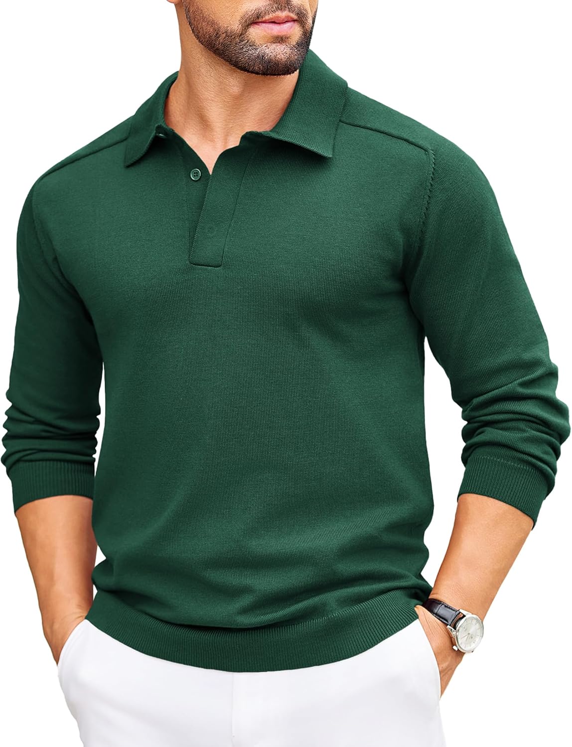 COOFANDY Mens Knit Polo Sweater for Stylish Comfort and Versatility