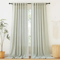 Semi Sheer Linen Curtains 108 in - Sage Green Privacy Panels