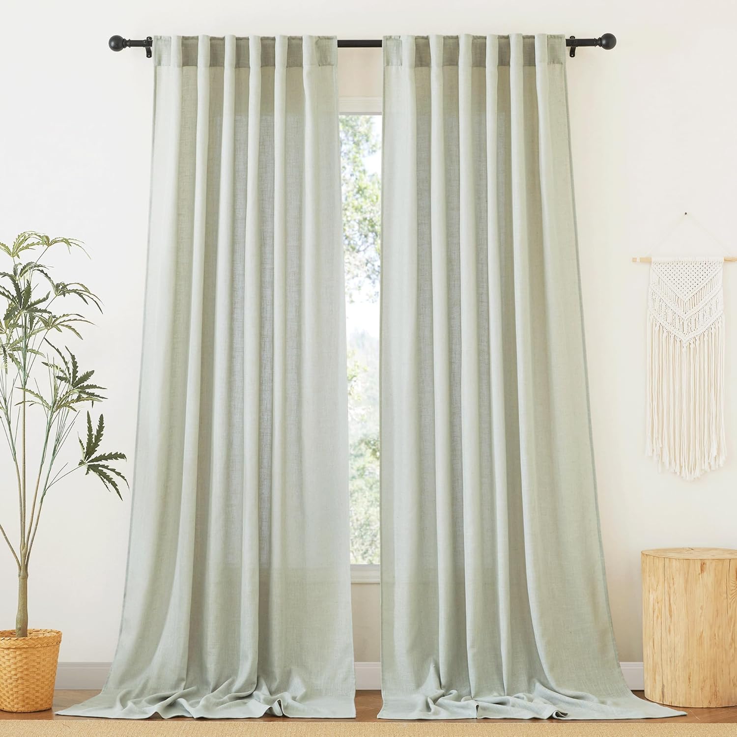 RYB HOME Semi Sheer Linen Curtains for Elegant Privacy