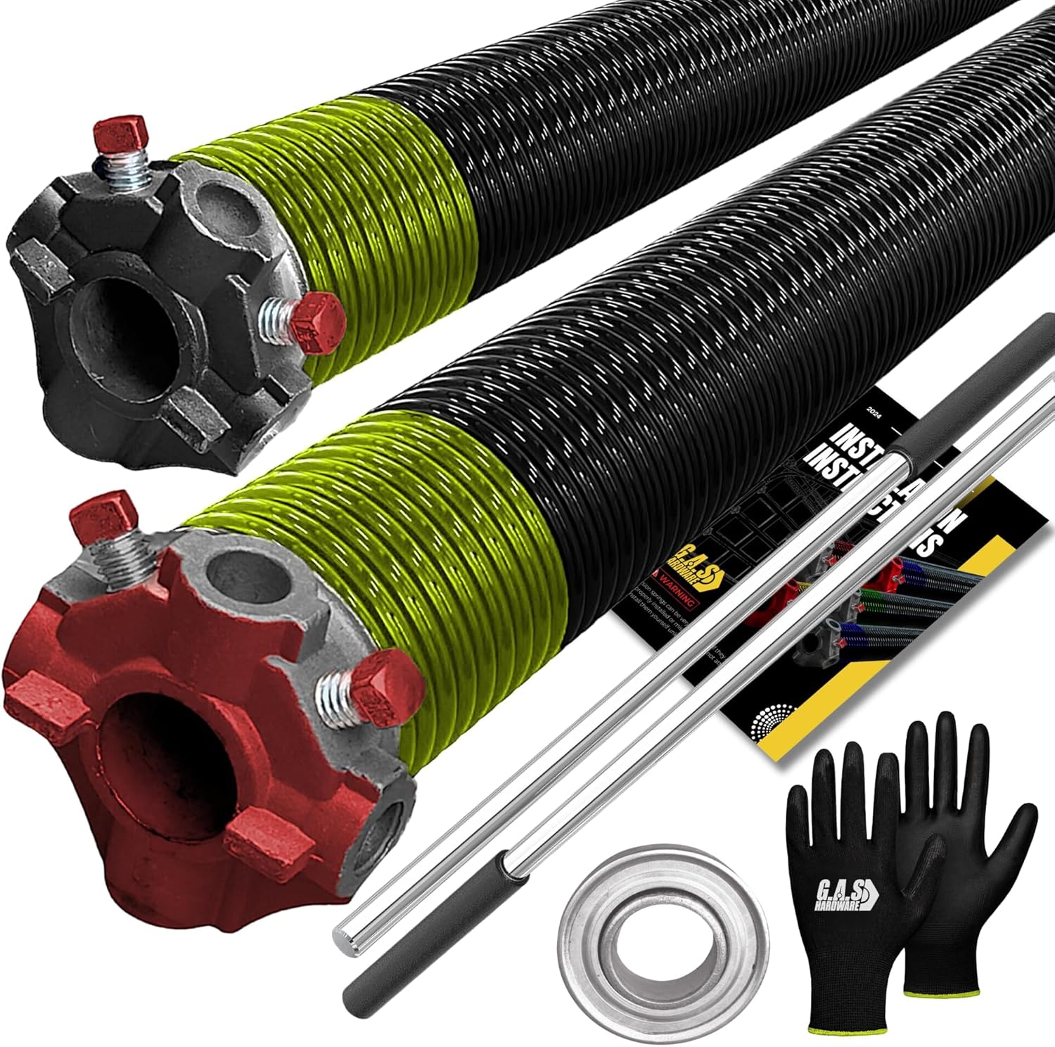 Garage Door Torsion Spring Set with Winding Bars and Gloves