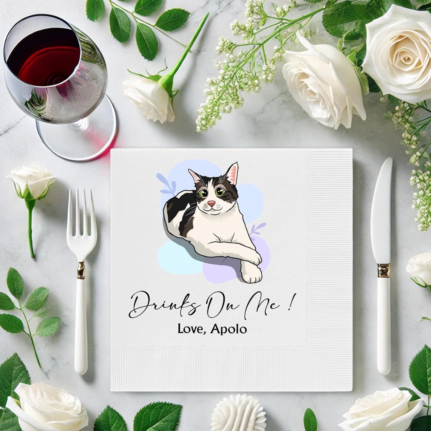 Personalized Luxury Pet Napkins - Custom Cartoon Portrait - Perfect for Weddings & Holidays!