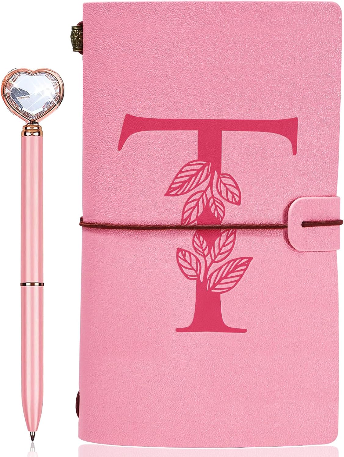 Personalized Pink Leather Journal Set: Unique Gift for Her