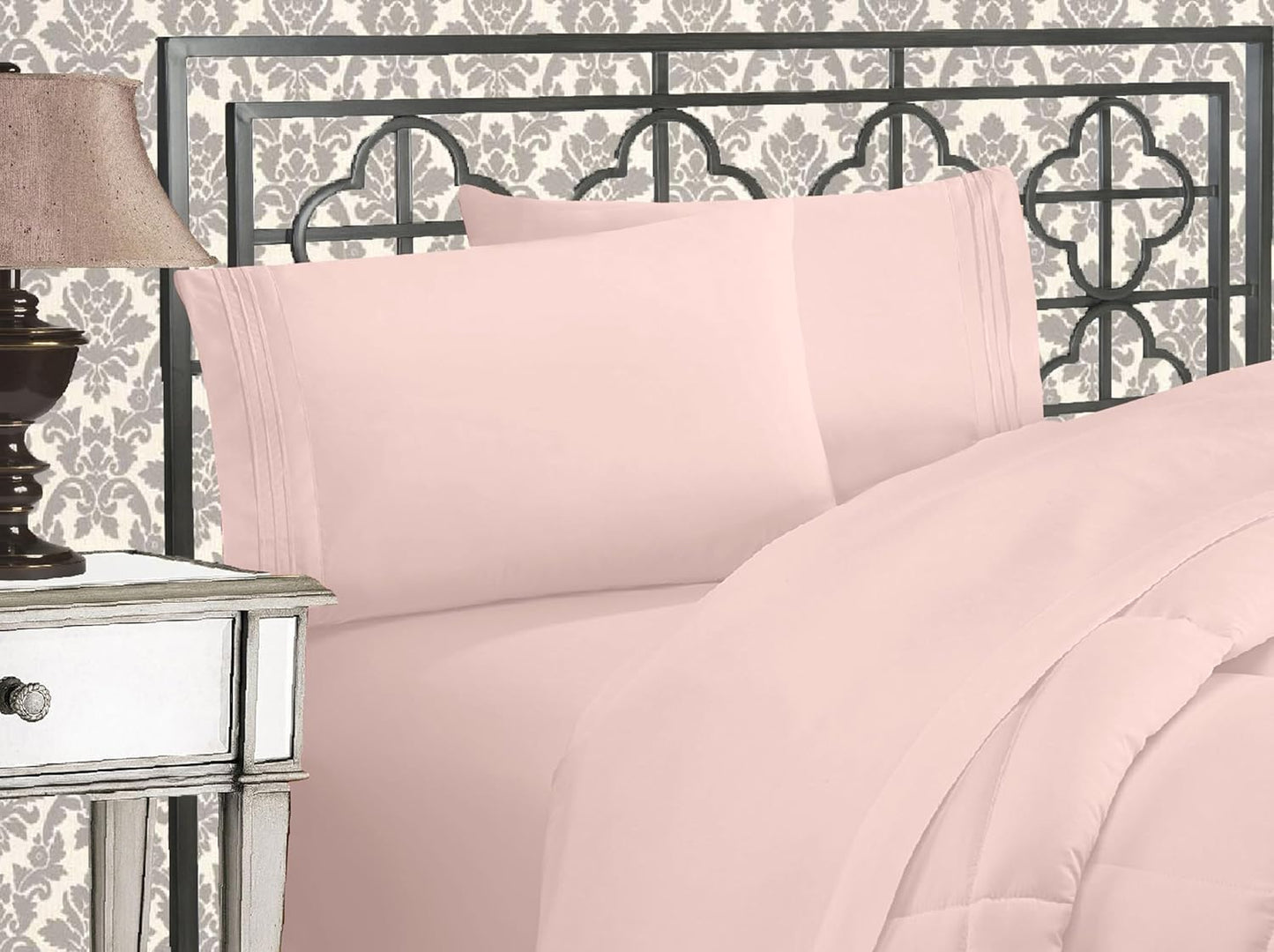Luxurious 1500 Premium Microfiber King Bed Sheet Set in Blush Pink