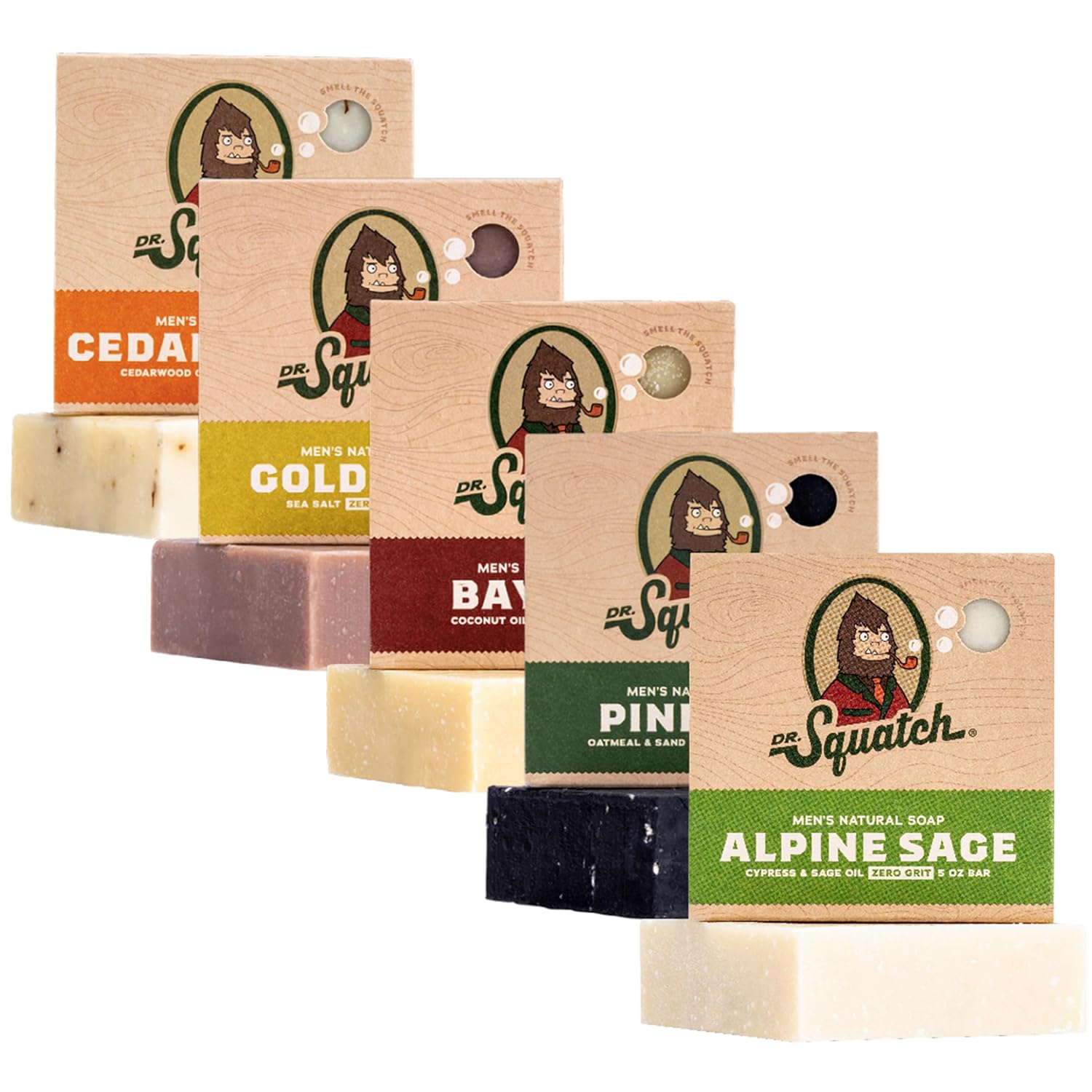 Dr. Squatch Natural Bar Soap for Men - 5-Pack of Fresh Scents