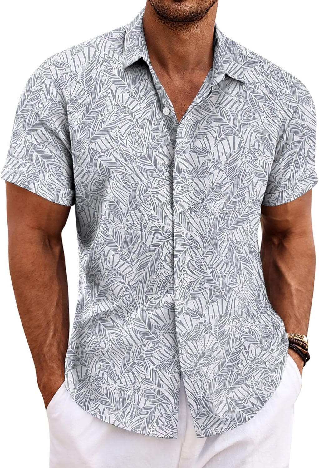 COOFANDY Men's Linen Shirts for Casual Summer Beach Weddings