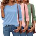 3/4 Sleeve Tops for Women - Loose Fit Basics 3-Pack