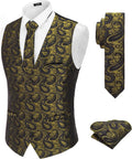 COOFANDY Men's Paisley Jacquard Vest Tie Set - Holiday Ready