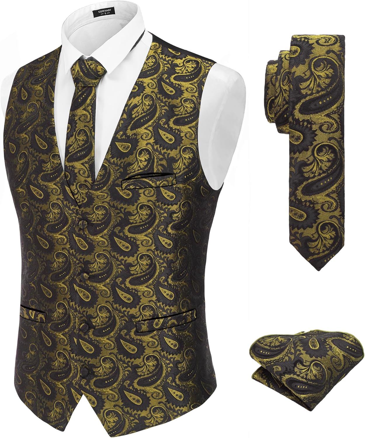 Stylish COOFANDY Men's Christmas Vest Tie Set for Any Occasion