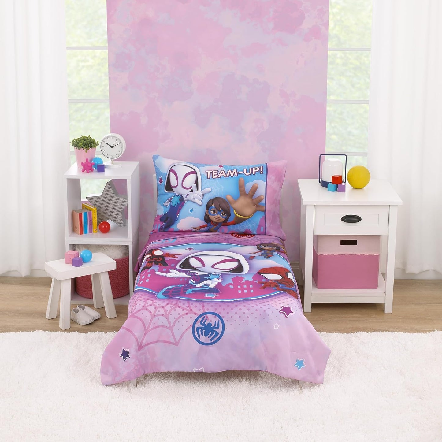 Marvel Ghost Spider Toddler Bed Set - Go Ghosty 4 Piece Set