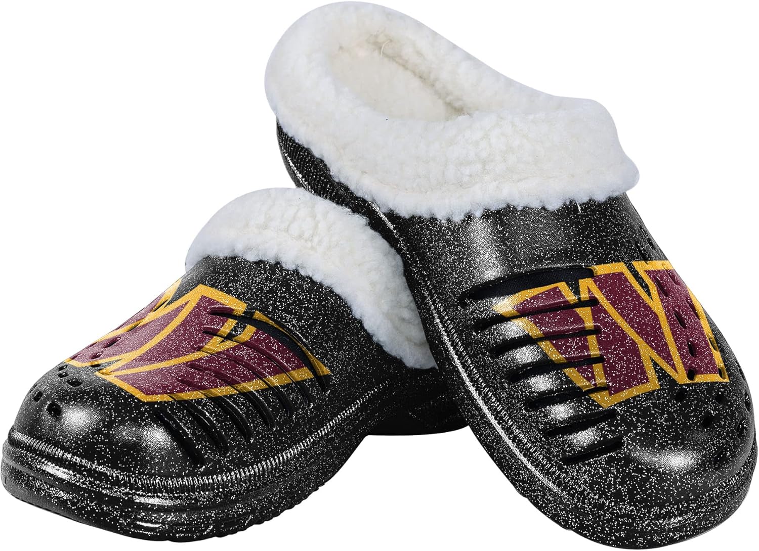 FOCO Women's NFL Team Logo Sherpa Lined Glitter Shoes Slippers