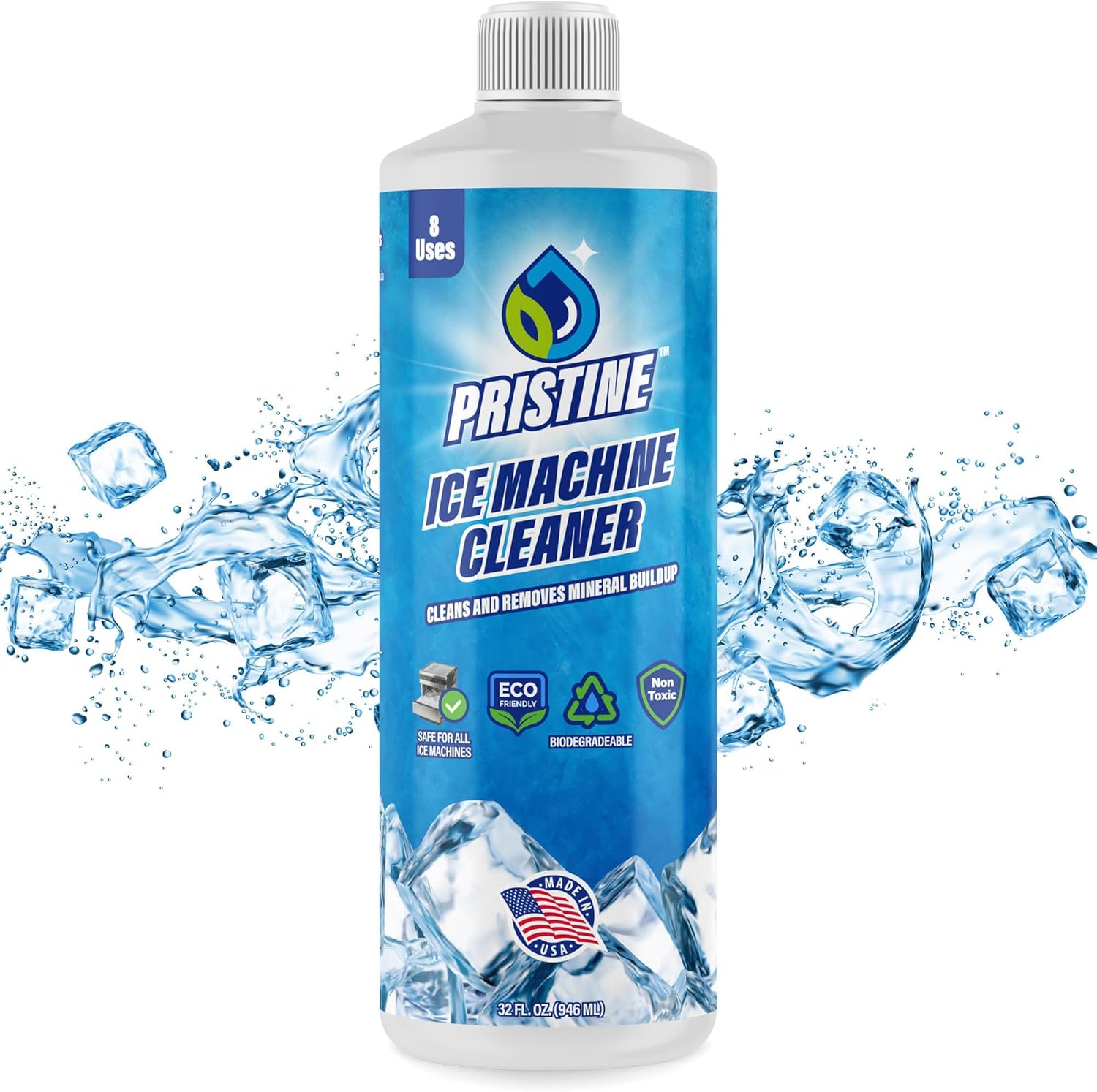32oz Ice Maker Cleaner - 8 Uses, Nickel-Safe, USA-Made