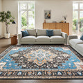 Rugflix 9x12 Area Rug Vintage Washable Low Pile - Soft Floral