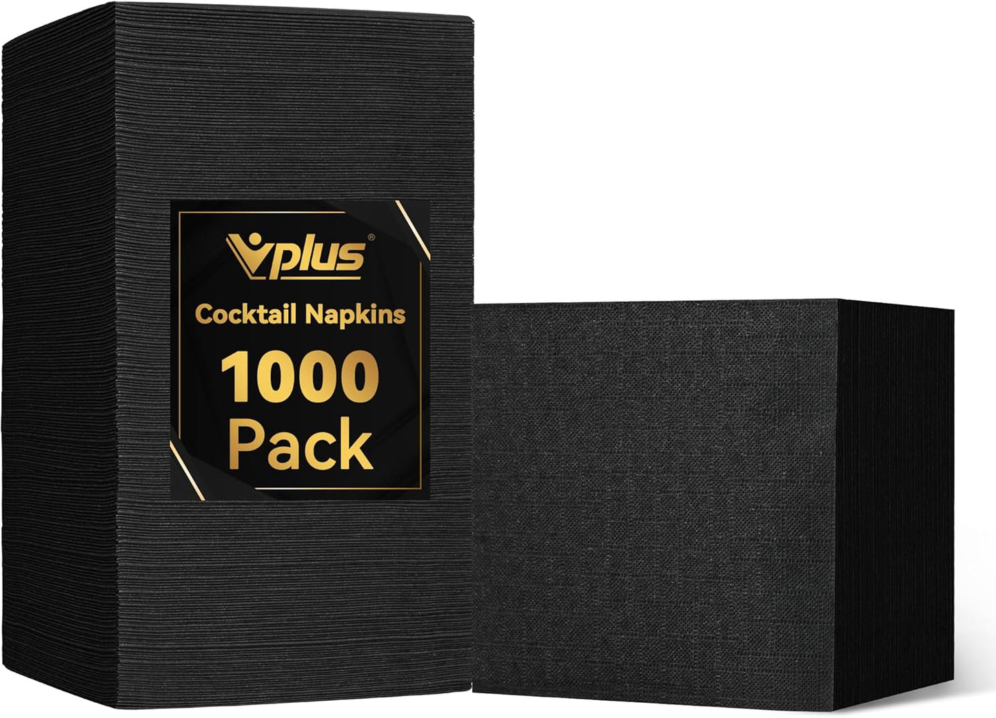 Elegant 3-Ply Black Cocktail Napkins - 1000 Pack