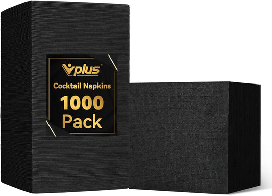 Elegant 3-Ply Black Cocktail Napkins - 1000 Pack