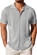 Men's Knit Button Down Short Sleeve Polo Shirt (Style 6JL7)
