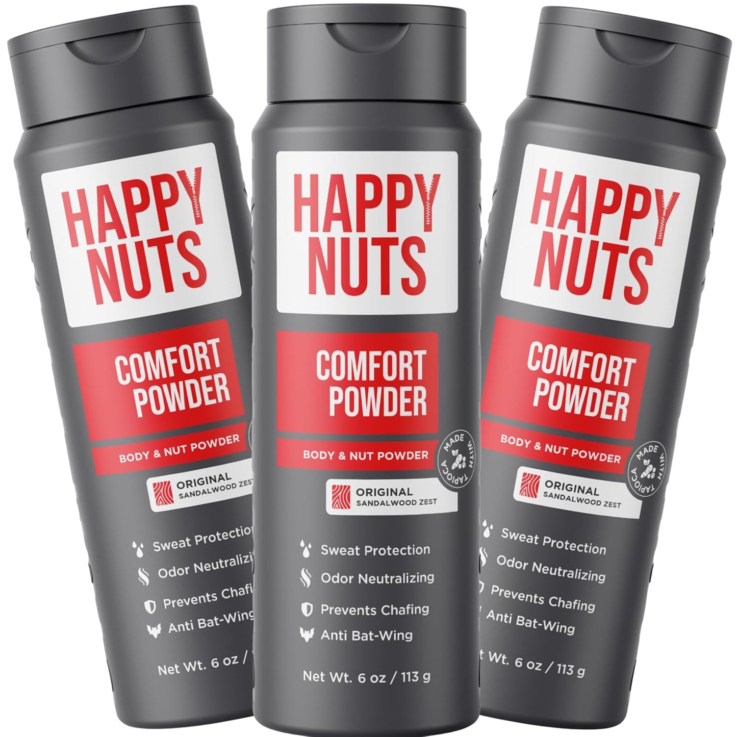 HAPPY NUTS Comfort Powder Deodorant for Men - Anti-Chafing Defense