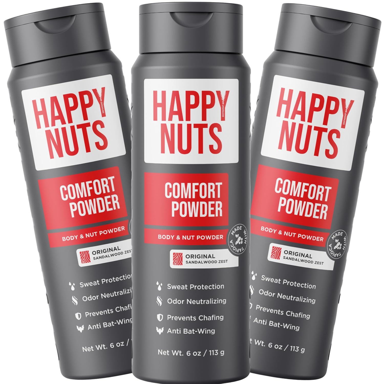 HAPPY NUTS Comfort Powder Deodorant for Men - Anti-Chafing Defense