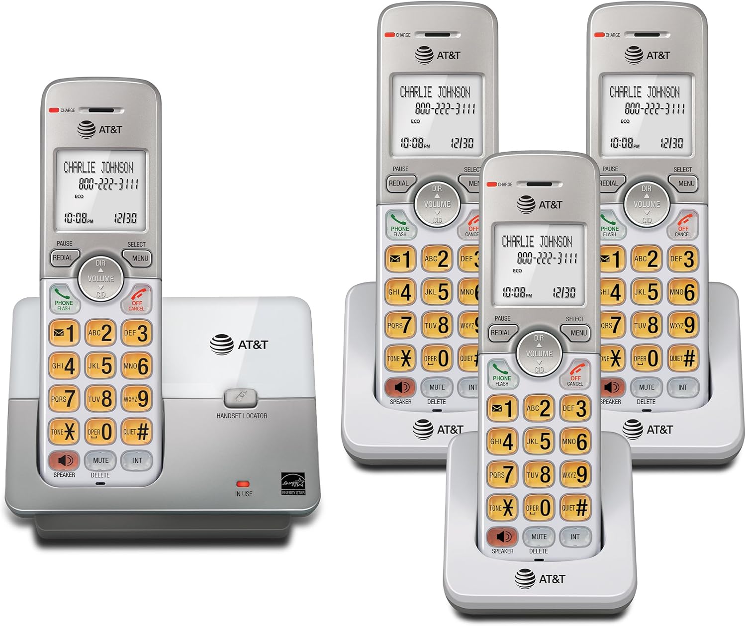 AT&T 4-Handset DECT 6.0 Cordless Phone with LCD Display
