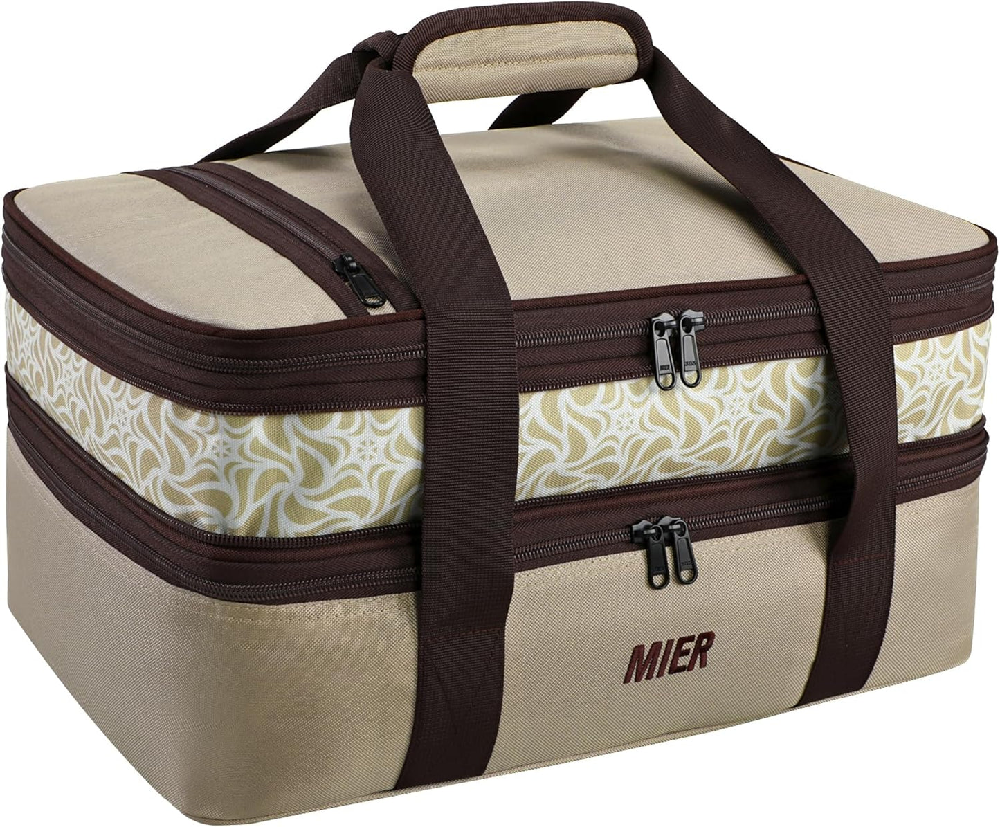 MIER Insulated Double Casserole Carrier for Potluck Parties