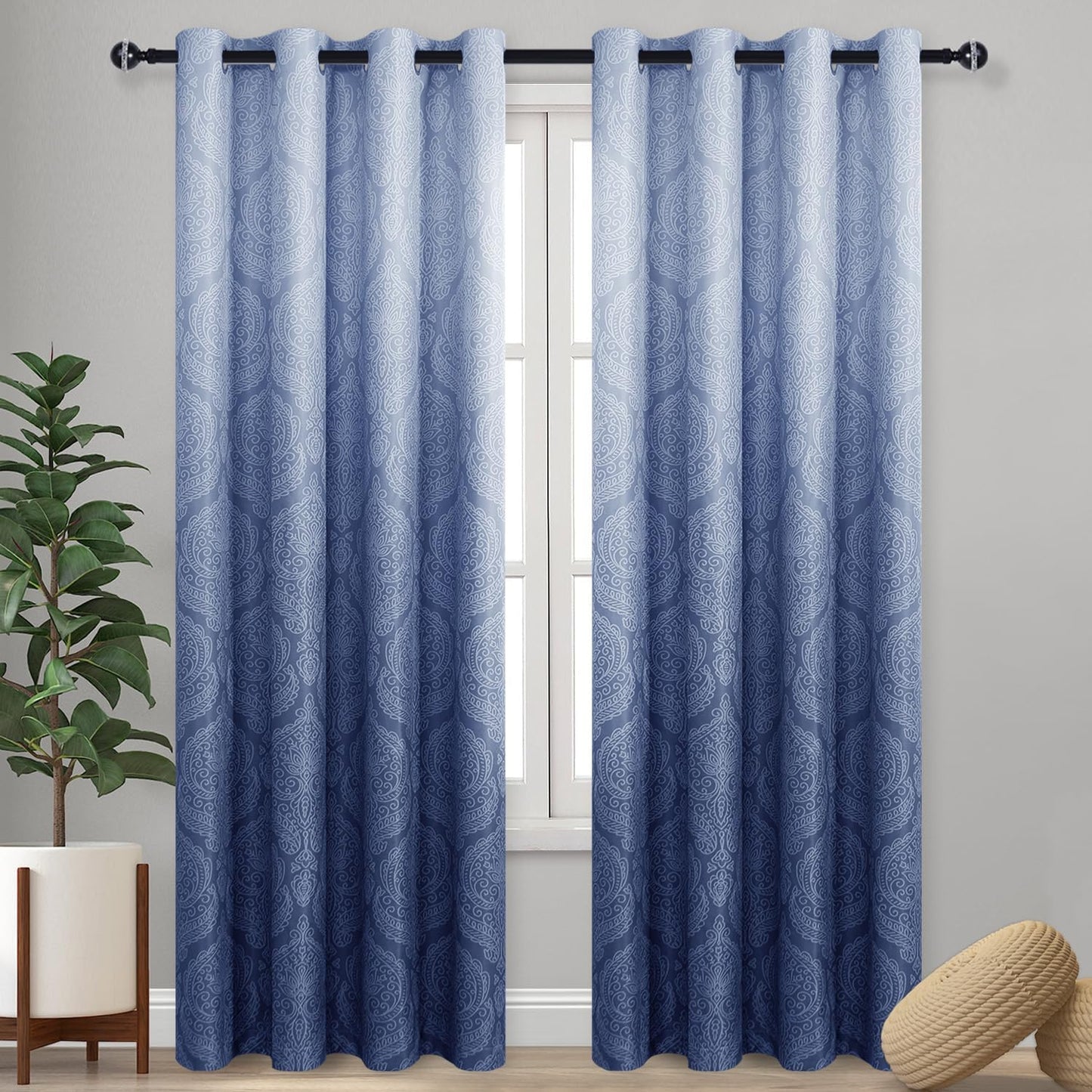 DWCN Navy Ombre Room Darkening Curtains for Stylish Living