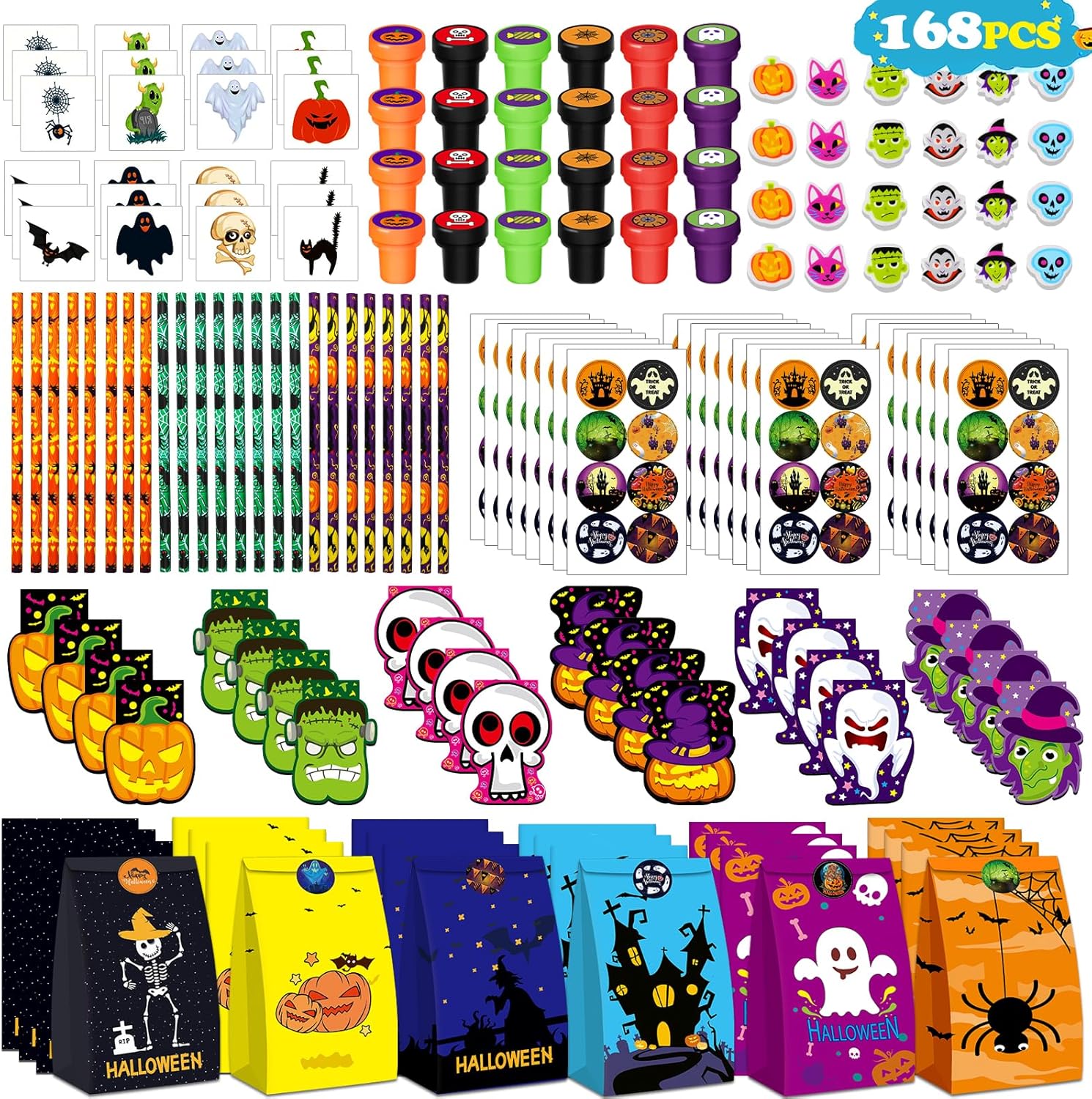 OCHIDO Halloween Party Favors for Kids - 168pcs Gift Set