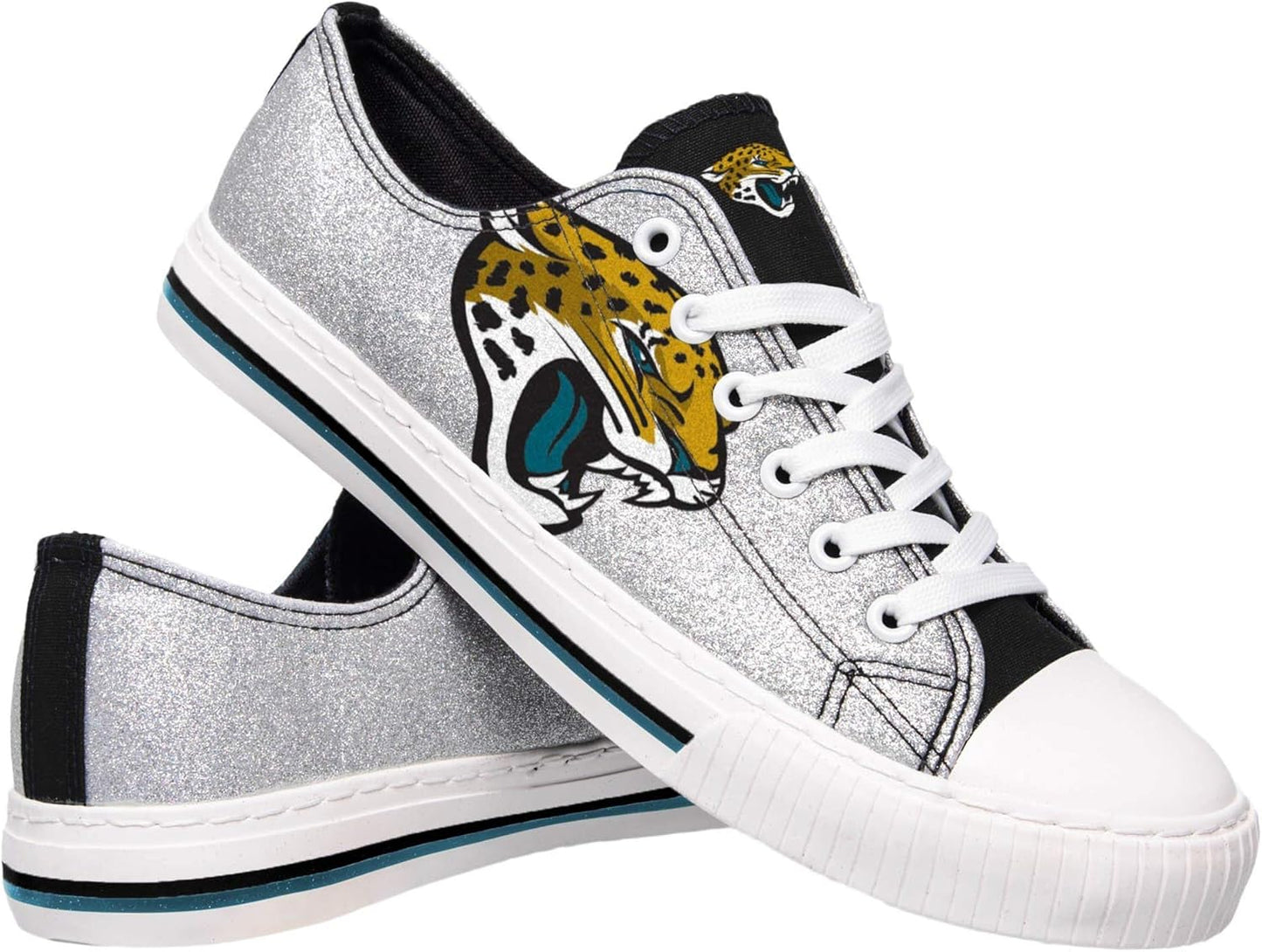 FOCO Women's NFL Team Logo Glitter Low Top Sneakers for Cowboys