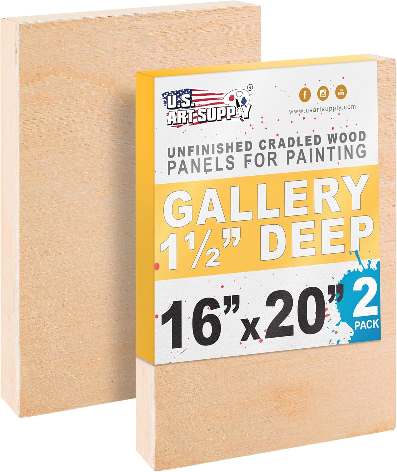 16in x 20in Unfinished Cradled Wood Panels for Painting Projects