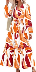 PRETTYGARDEN Long Sleeve Wrap Ruffle Floral Maxi Dress - Flowy Boho