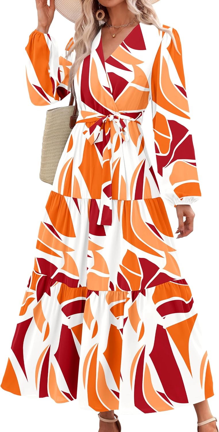 PRETTYGARDEN Womens Spring Long Sleeve Floral Maxi Dress