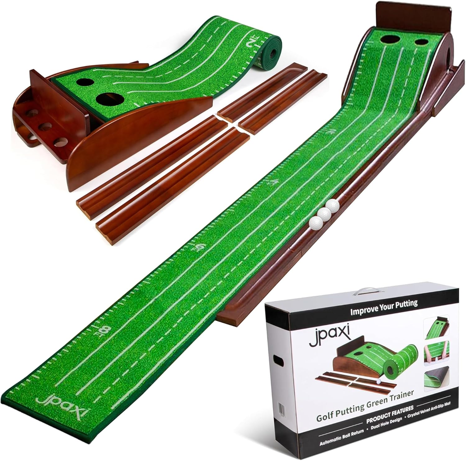 Auto Ball Return Golf Putting Mat | Luxe Velvet | Indoor & Outdoor | Perfect Golf Gift