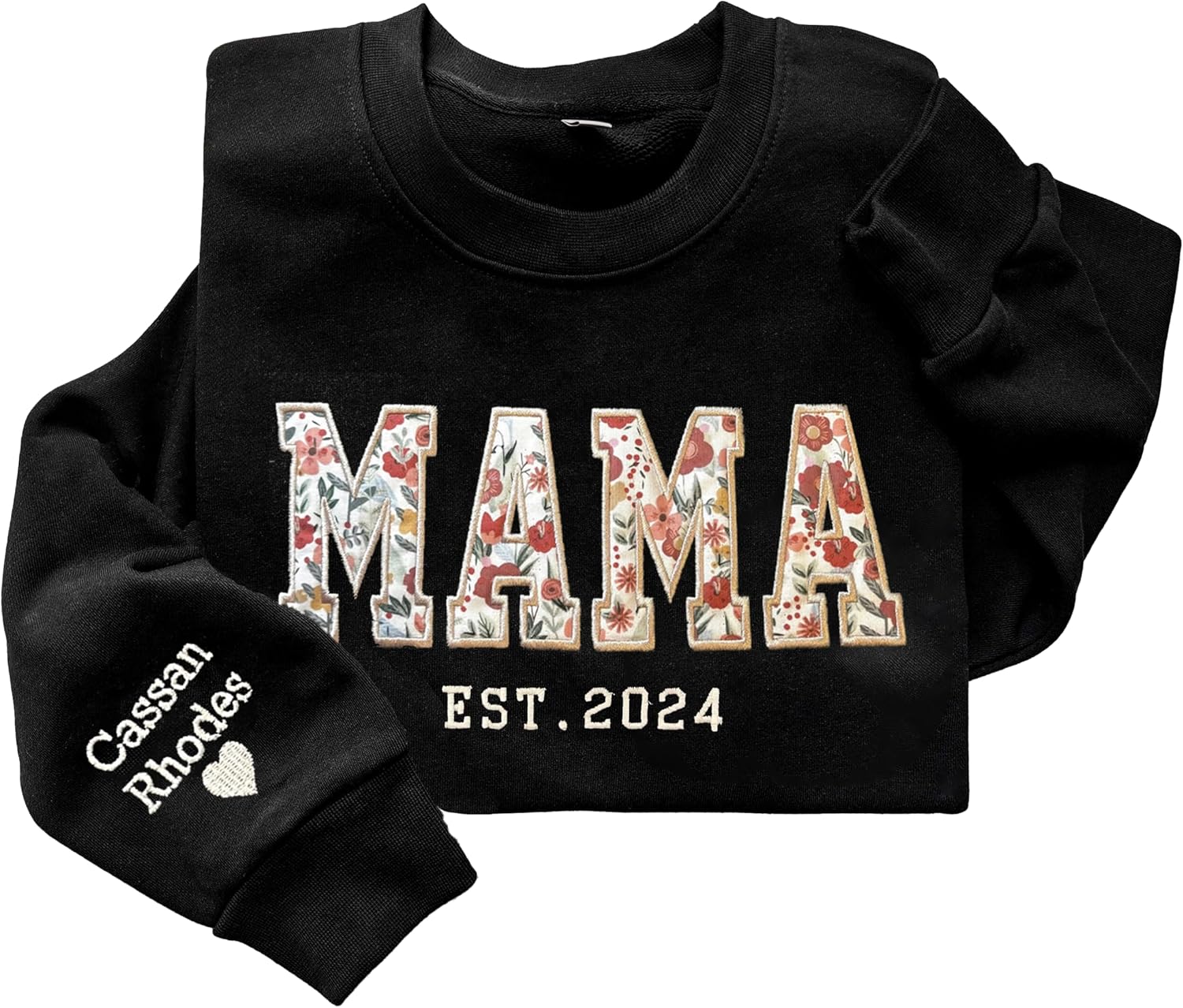 Personalized Floral Embroidered Grandma Sweatshirt by NAZENTI
