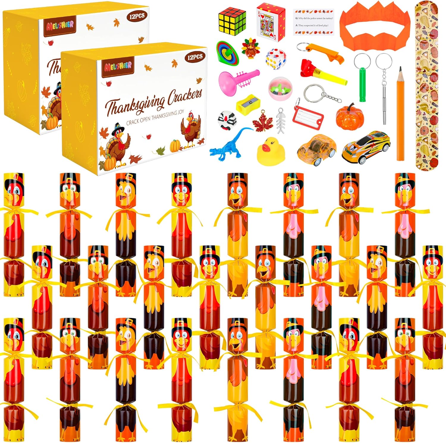 24 Pack Thanksgiving Crackers Poppers for Festive Family Fun