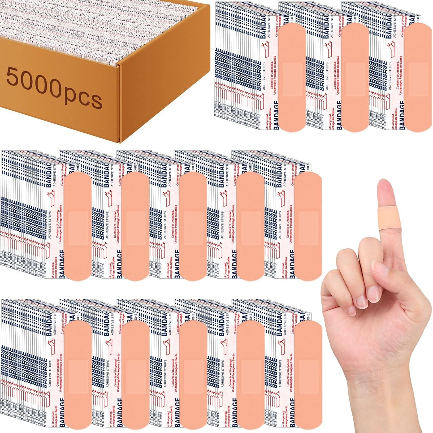5000 Pcs Waterproof Adhesive Bandages for Sensitive Skin