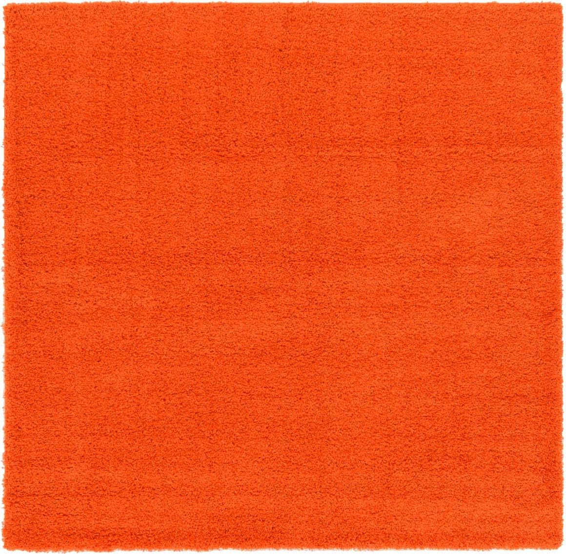 Unique Loom Solid Shag Collection Area Rug in Tiger Orange