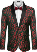Mens Floral Tuxedo Jacket Paisley Shawl Lapel Suit Blazer (Style K4ZN)