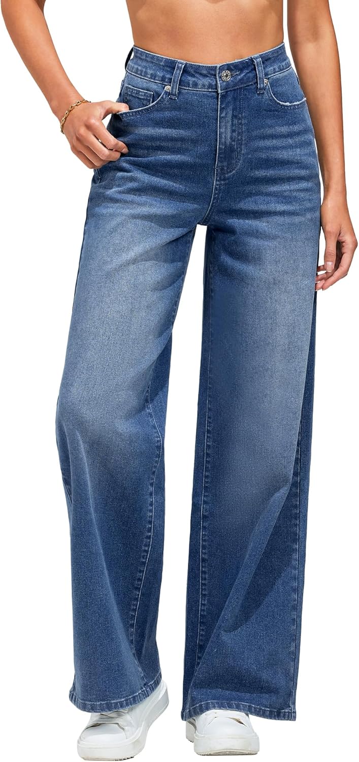 GRAPENT Wide Leg Jeans for Women - Trendy High Waisted Denim