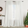 Off White Curtain 102 in Long 2 Panels Set - Light Filtering Linen