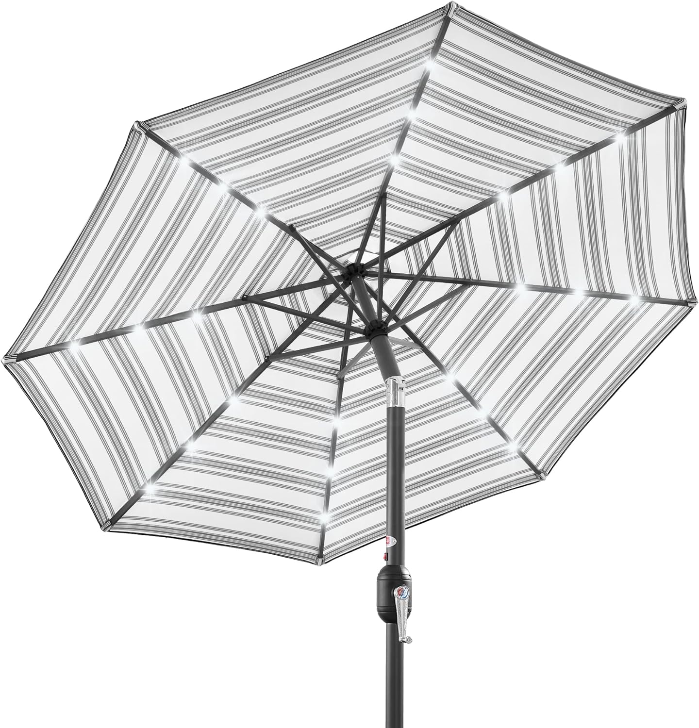 10ft Solar LED Lighted Patio Umbrella with Tilt Adjustment