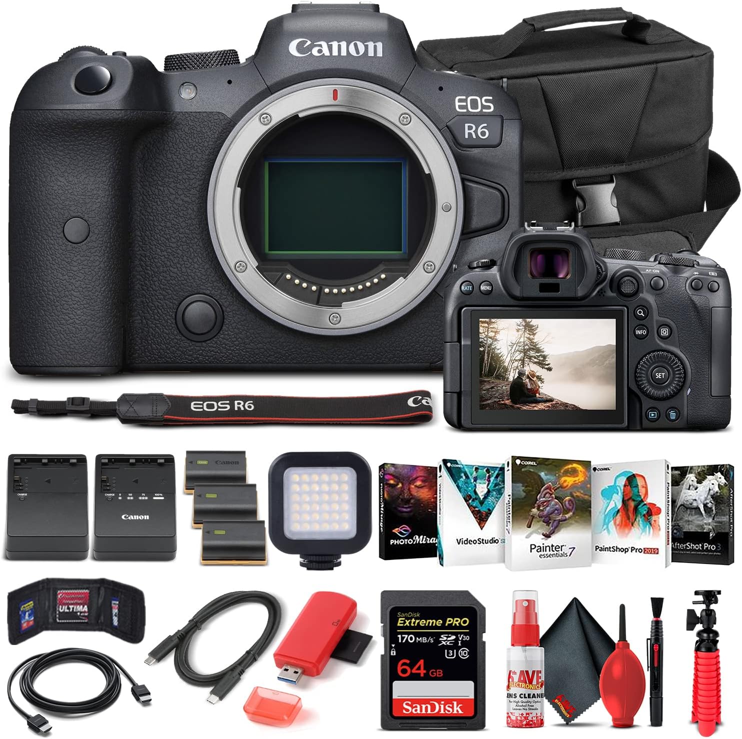 Canon EOS R6 Mirrorless Digital Camera Bundle with Accessories