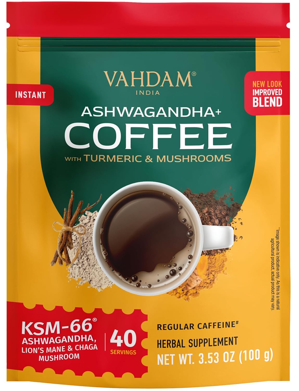 VAHDAM Ashwagandha Coffee with Turmeric & Lions Mane for Energy