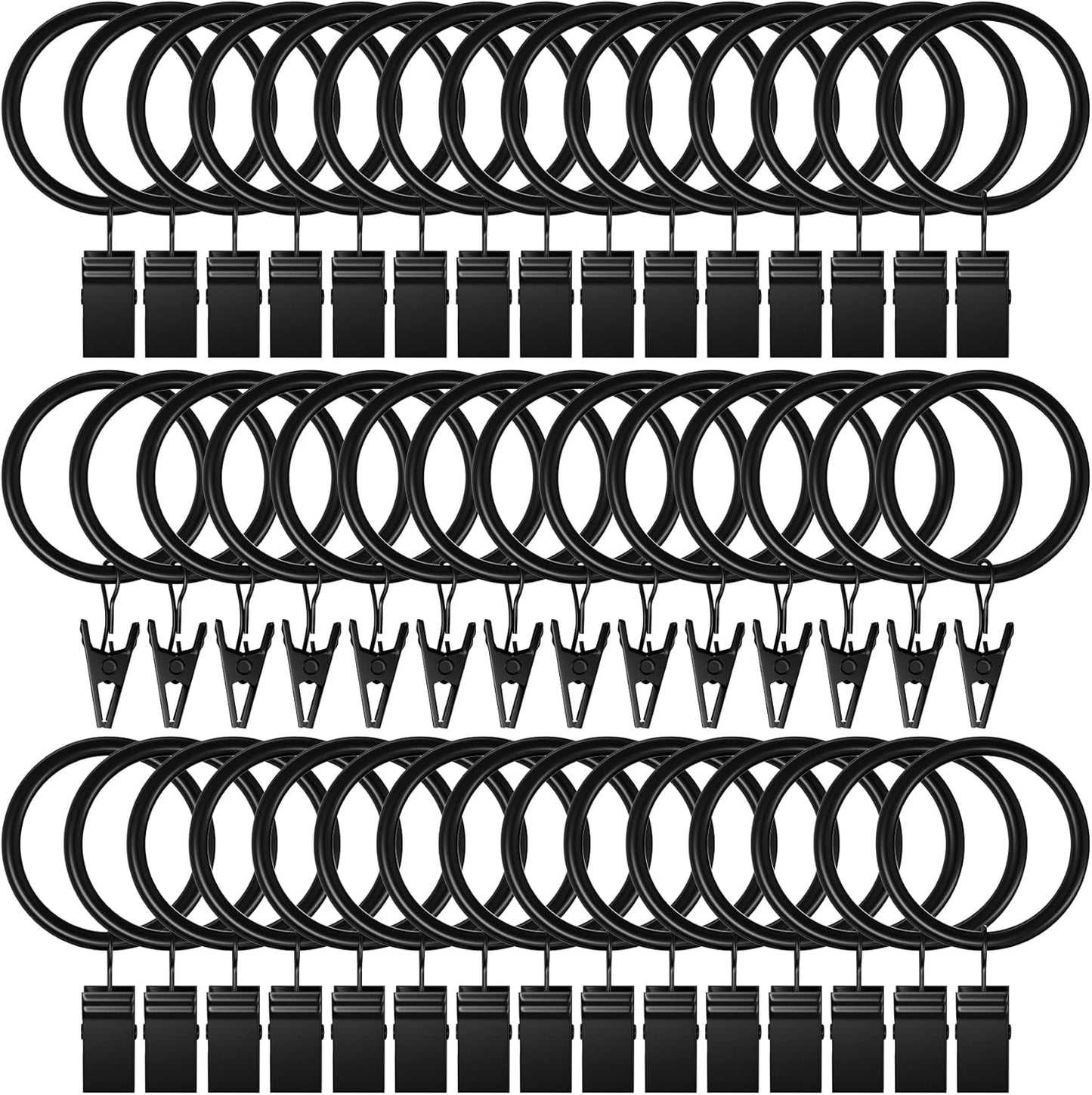 Rustproof Metal Curtain Rings for Hanging Drapes - Lansian 44 Pack