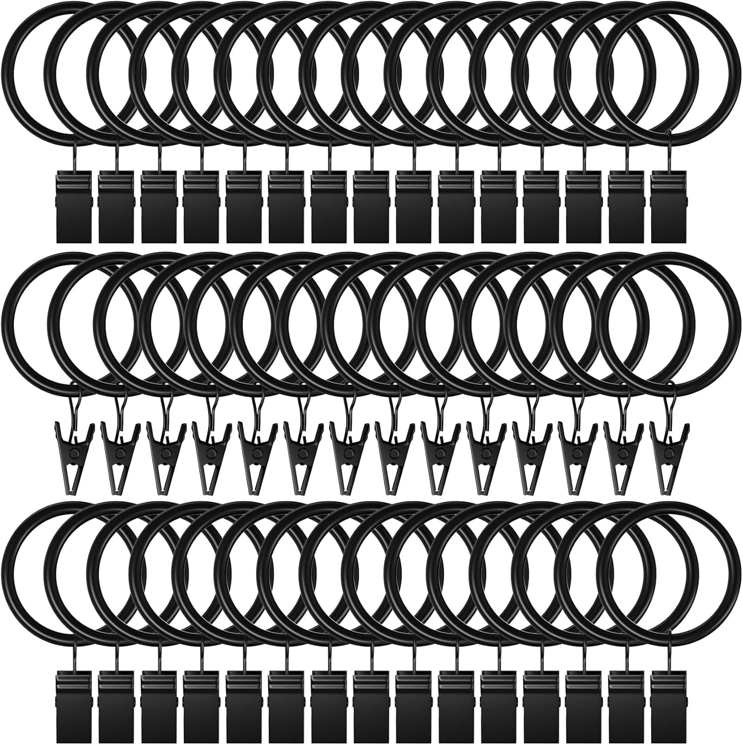 Rustproof Metal Curtain Rings for Hanging Drapes - Lansian 44 Pack