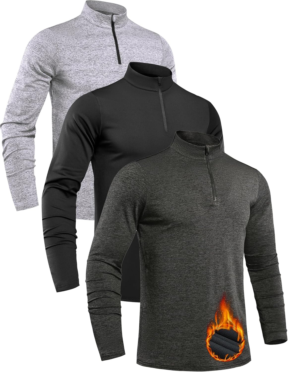 Ultimate Warmth: OYGSieg Men's Thermal Quarter Zip Trio