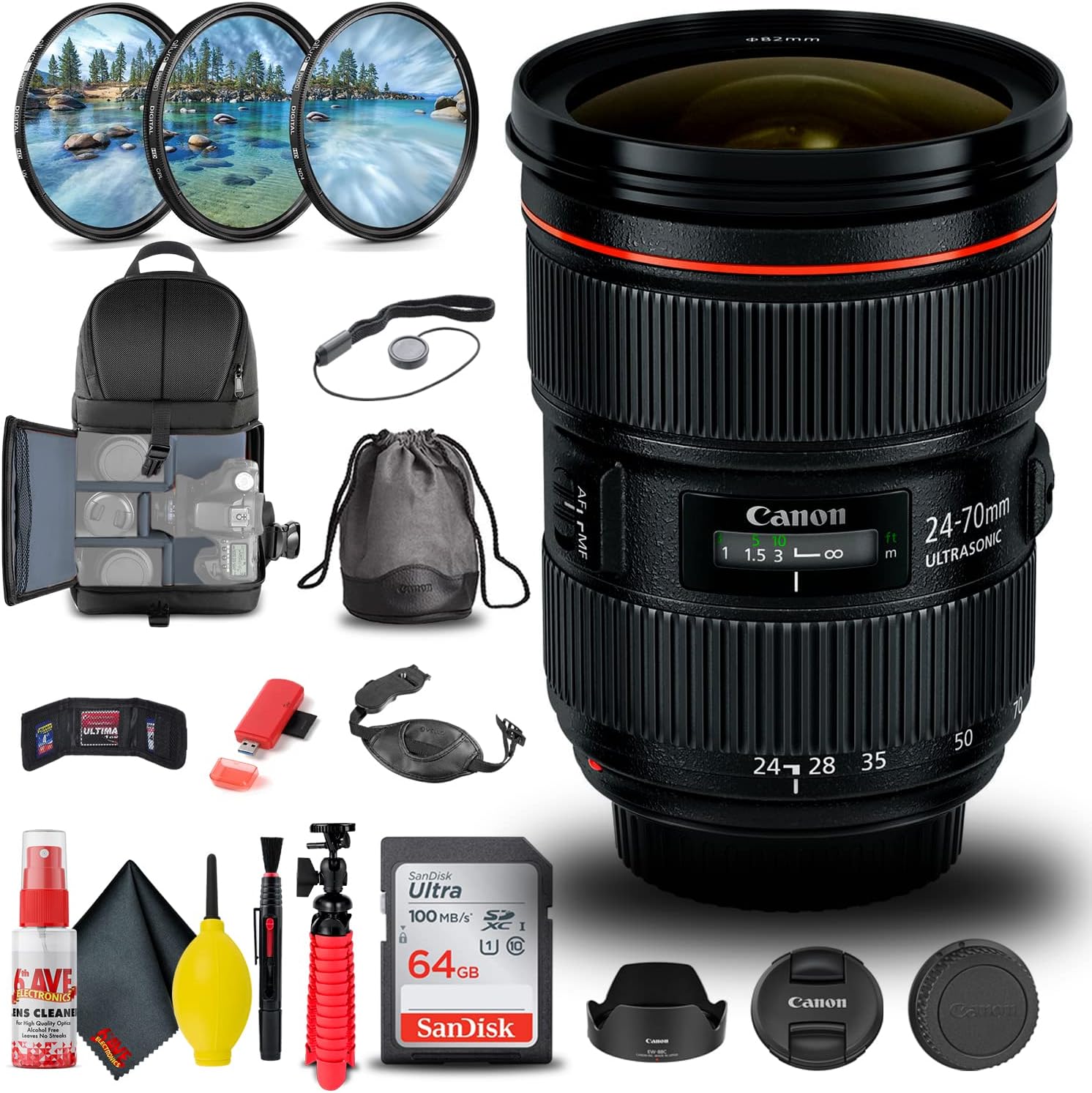 Canon EF 24-70mm f/2.8L II USM Lens Bundle with Accessories