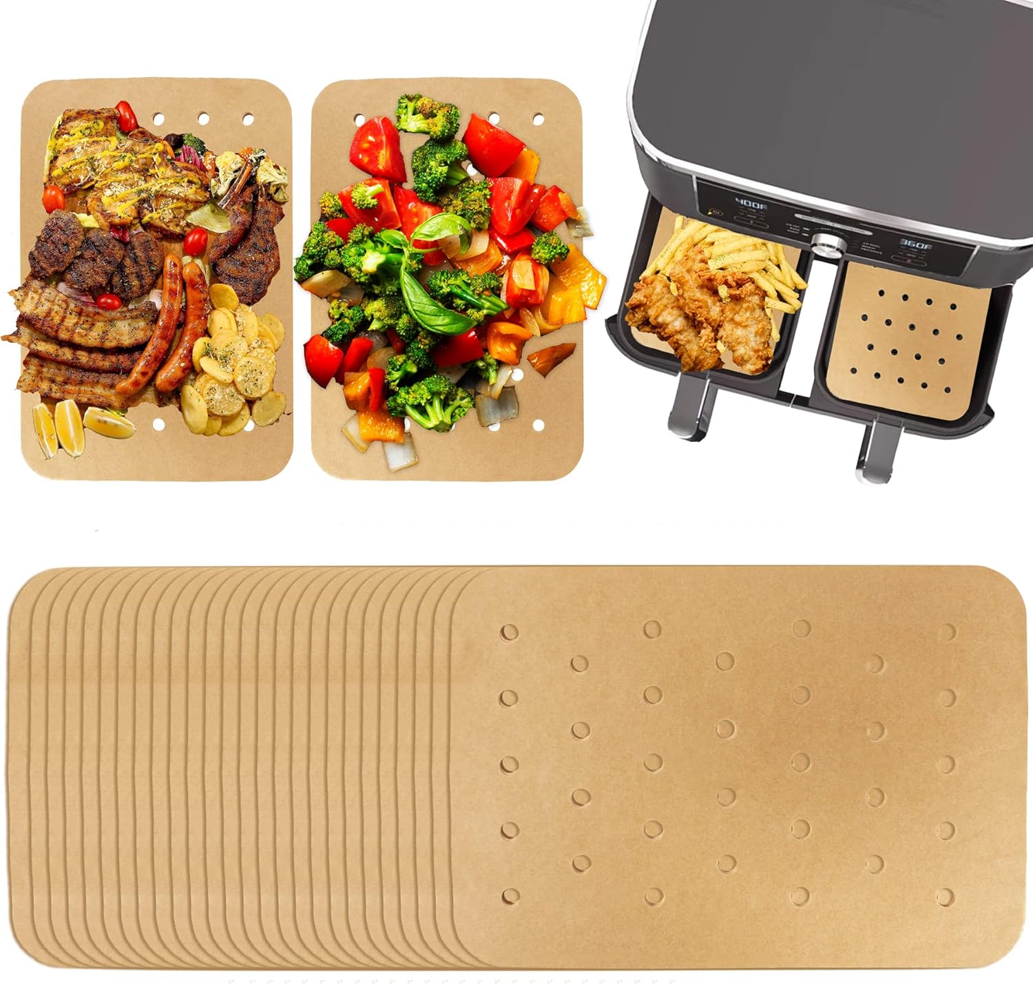 Nonstick Air Fryer Liners - 200 Pcs Perforated Papers
