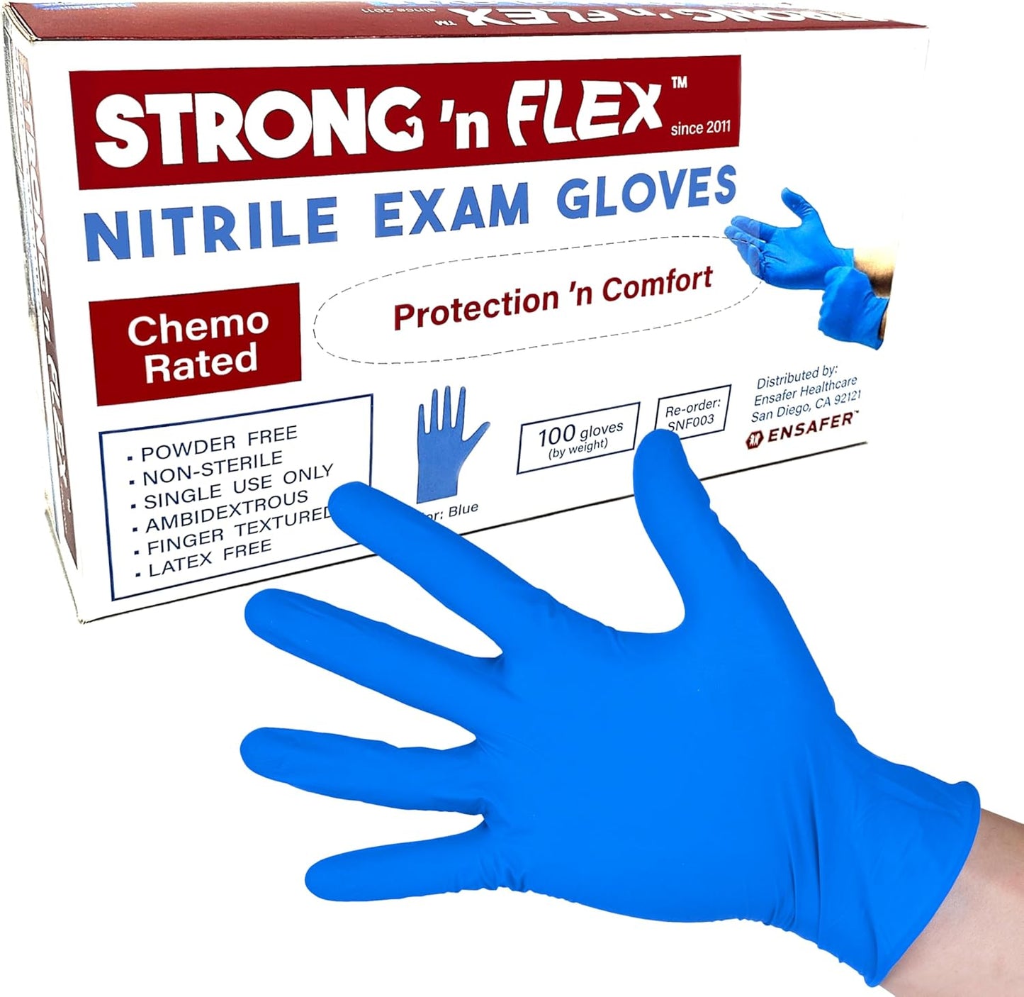 Extra Durable Blue Nitrile Gloves - Household Essential